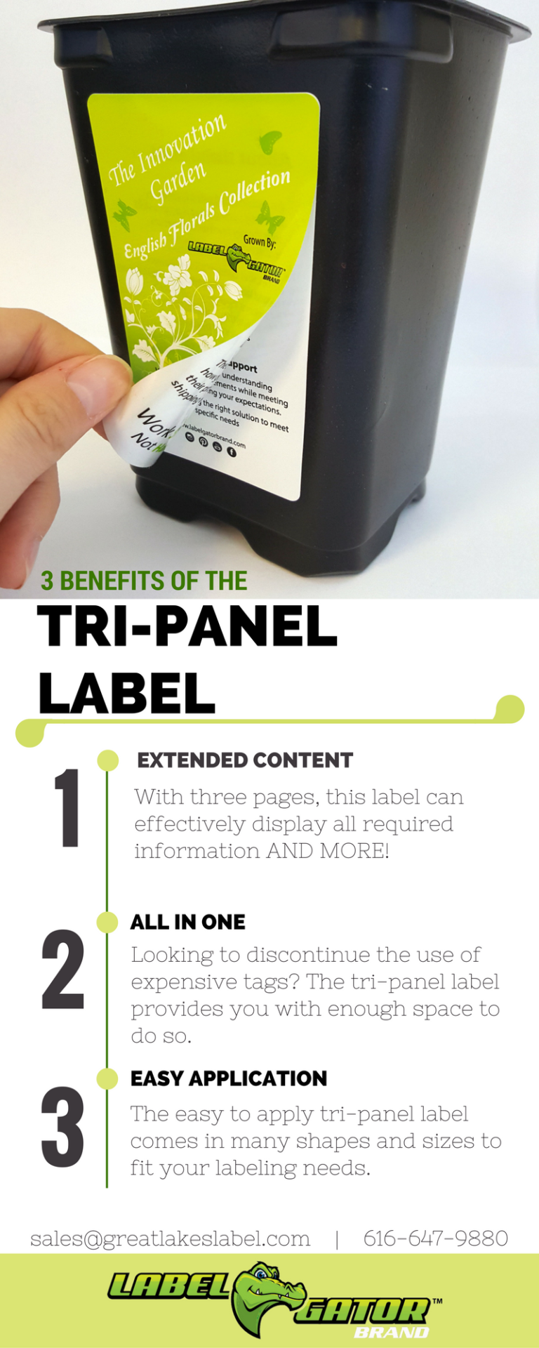 tri-panel label infographic