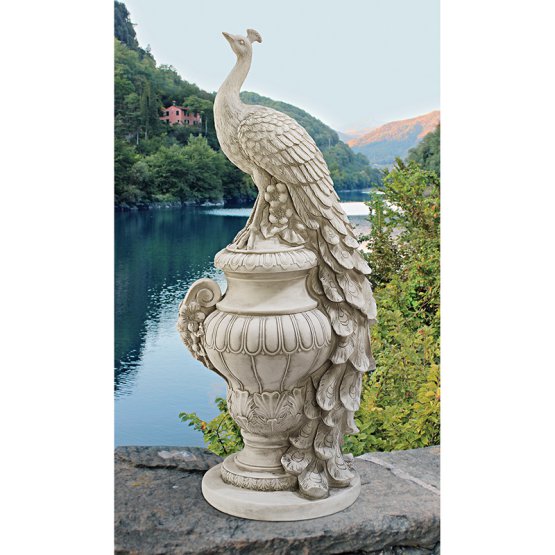 Design Toscano Staverden Castle Peacock on an Urn Garden Statues