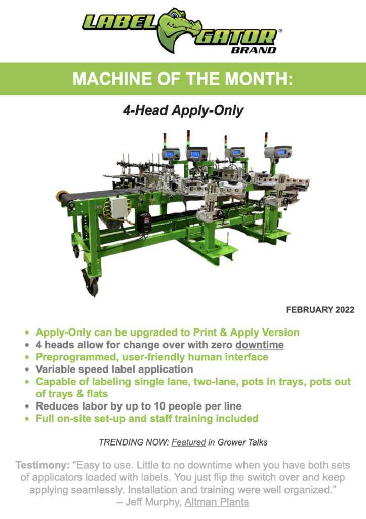 4 head apply-only feb machine of the month
